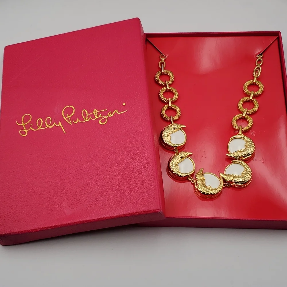 Lilly Pulitzer Gold Tone Alligator Necklace - Picture 2 of 11